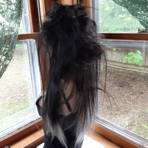 Emo gothic scene wig gray and black bat nest wig human hair blend with synthetic - Picture 2 of 7
